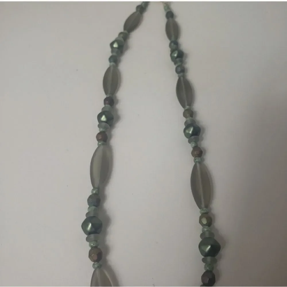 ARTISAN Lucite Resin Beaded Necklace Shades Of Green